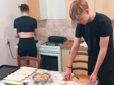 Zapekanka so syrovou omáčkou s hríbami a kečupom – fotografia 1